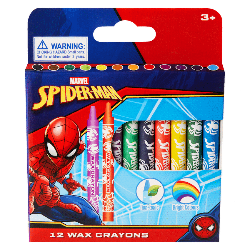 Spiderman 12 Wax Crayons Multi