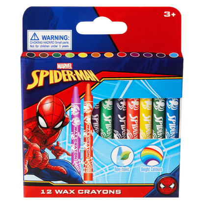 Spiderman 12 Wax Crayons Multi