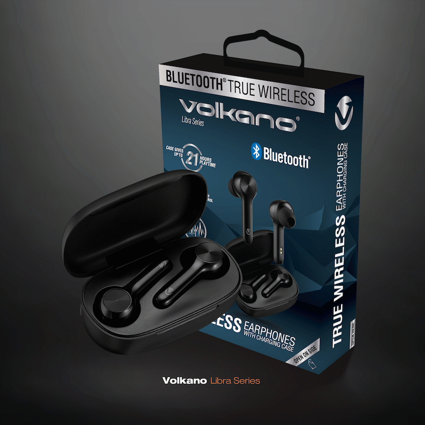 Volkano Libra Series TWS Earphones + Charging Case - Black