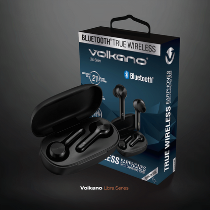 Volkano Libra Series TWS Earphones + Charging Case - Black