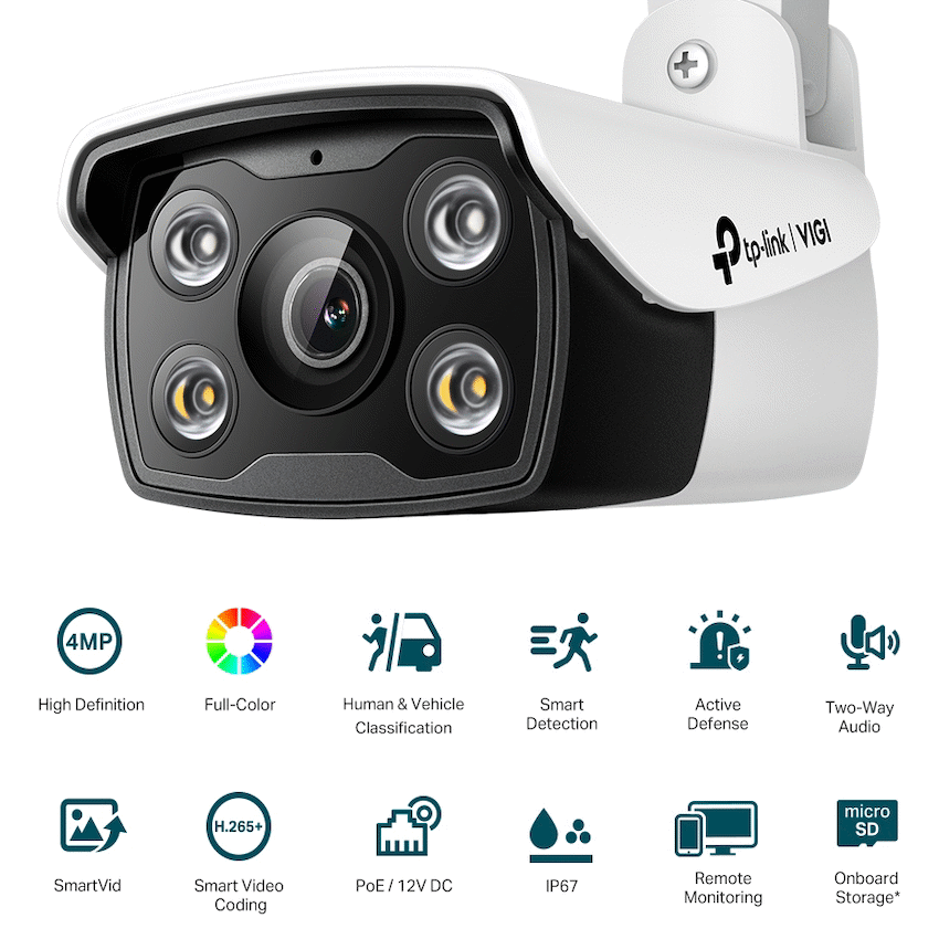 TP-Link Vigi C340 4MP 6mm Outdoor Full-Color Bullet Network Camera
