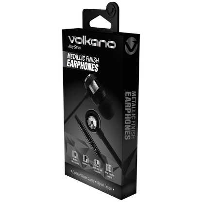 Volkano Alloy Series Metal Earphone - Silver