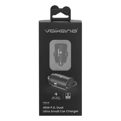 Volkano Veilix Series 45w PD Dual USB-A and USB-C Ultra Small Car Charger - Black
