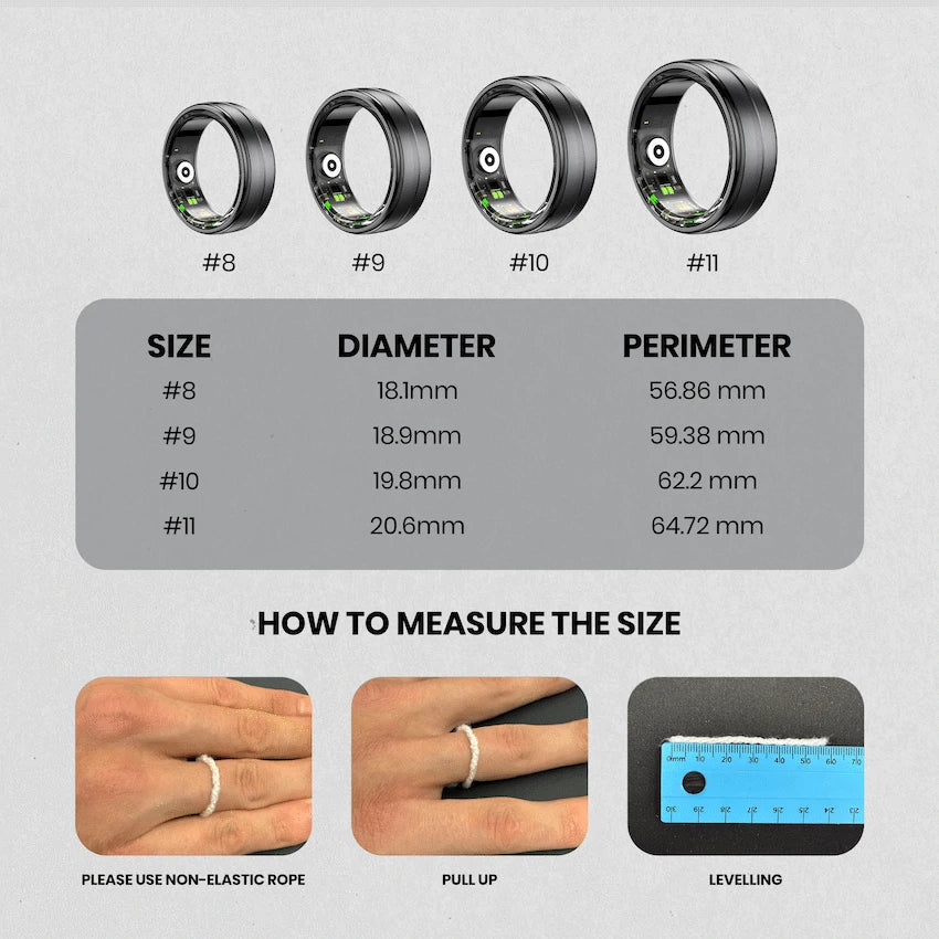 Volkano Ring Series Smart Ring with Charge Case - Black 18.1mm