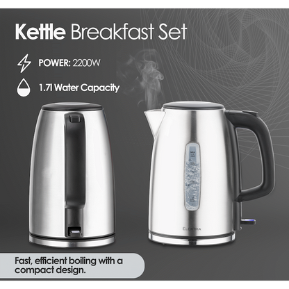 Elektra Kettle and Toaster Breakfast Set - Stainless Steel