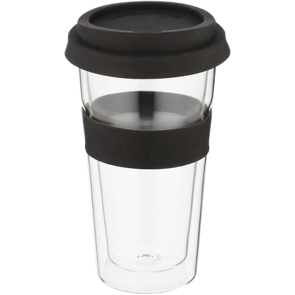 Snappy Thermal Glass Tumbler 400ml Black ( Order in Qty of 6)