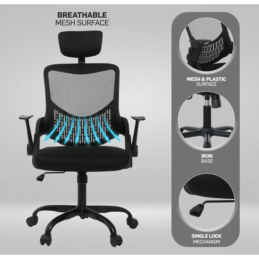 Everfurn Silicon Ergo Office Chair with Adjustable Arms