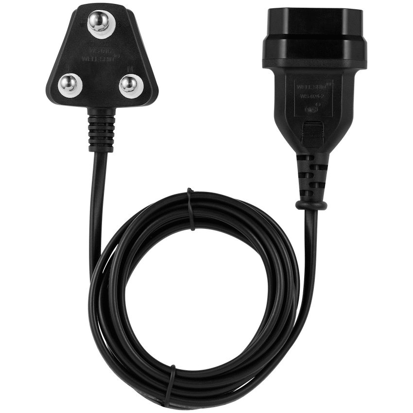 Switched Easy Cable Extender SA 3-Pin to 2-Pin Euro Socket 2m - Black