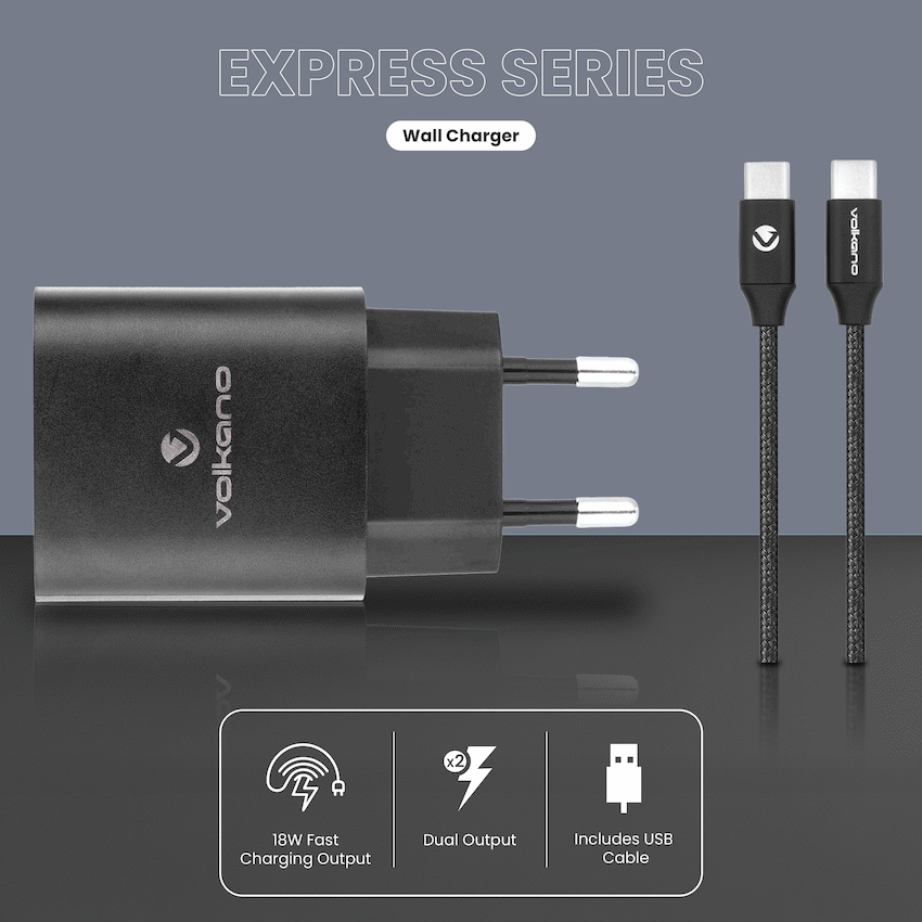 Volkano Express Series QC3.0 + PD Wall Charger - 20w with Cable