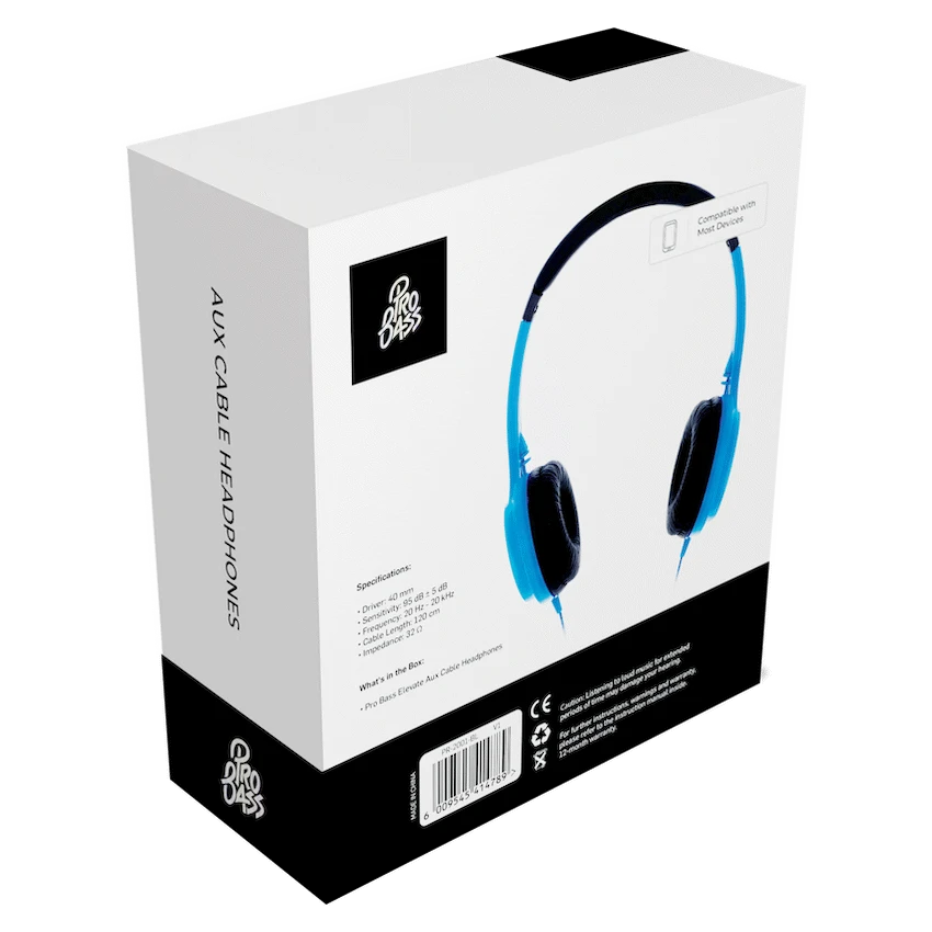 Pro Bass Elevate Series Auxiliary Headphone - Blue