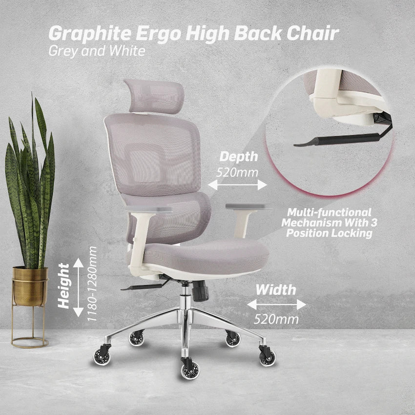 Everfurn Premium Graphite Ergo High Back Chair - Grey