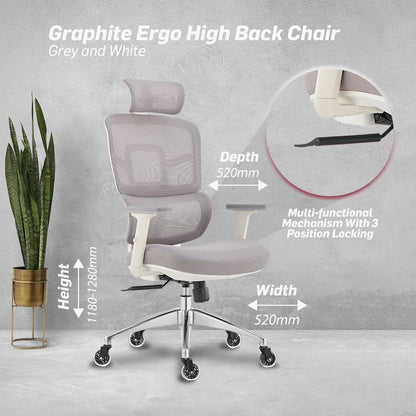 Everfurn Premium Graphite Ergo High Back Chair - Grey