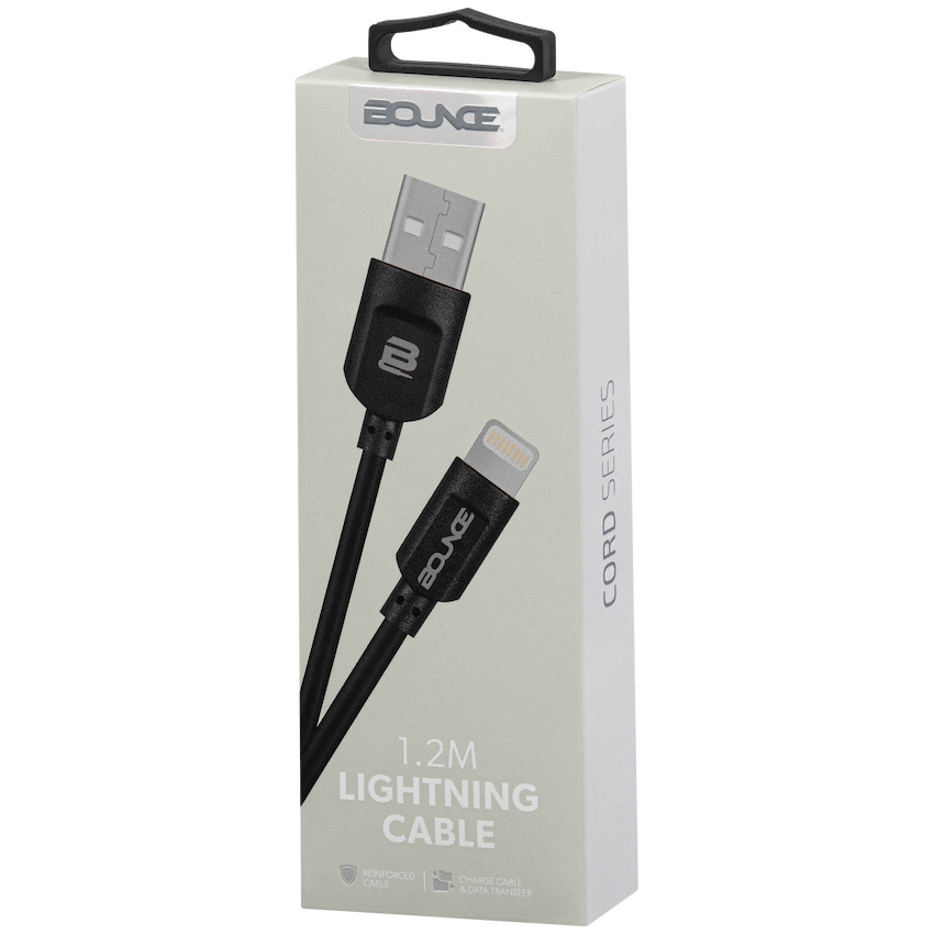Bounce Cord Series 1.2m Lightning Cable - Black
