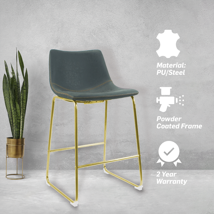 Everfurn Opal Large Barstool Gold - 2 Pack
