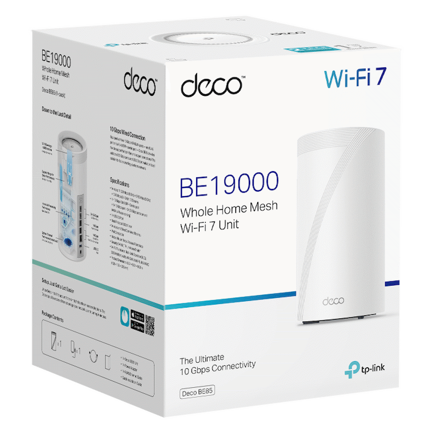 TP-Link Deco BE85 (1-Pack) BE19000 Tri-Band Whole Home Mesh Wi-Fi 7 System