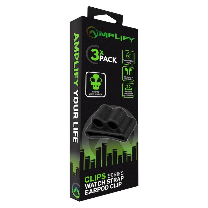 Amplify Pack of 3 Watch Strap Clips for Earpods
