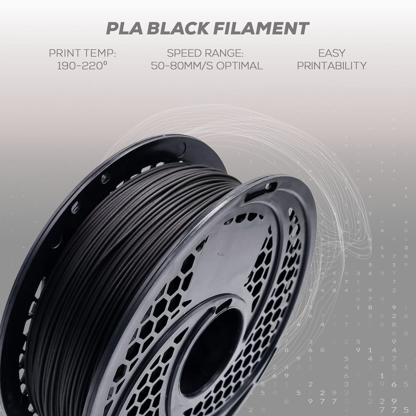 PLA Filament - Black - 1kg - 1.75mm