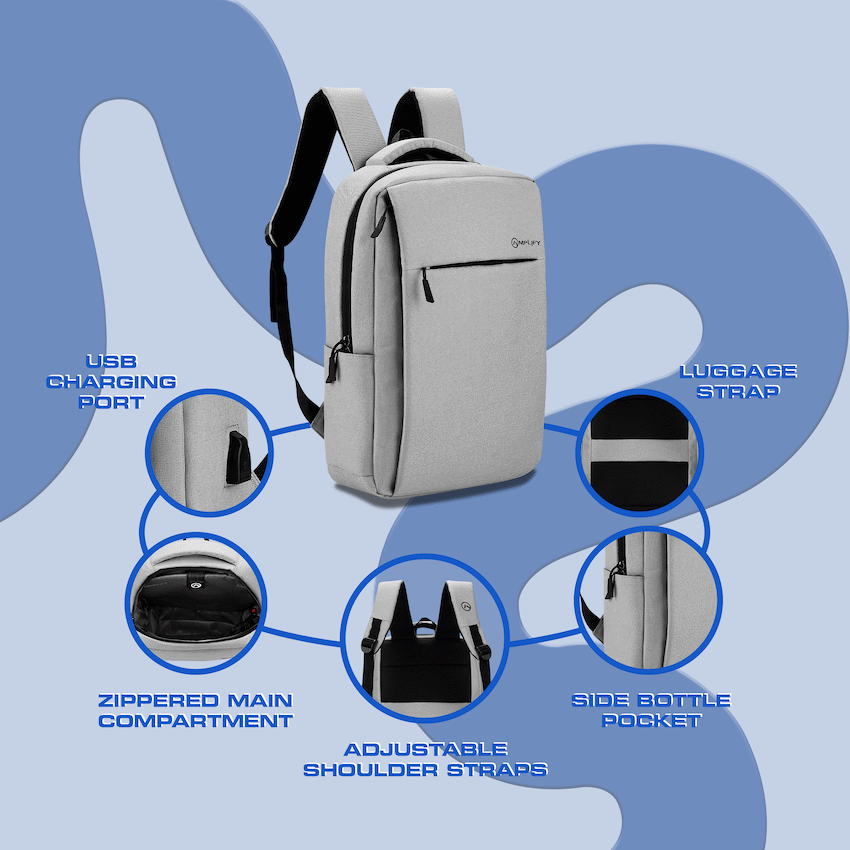 Amplify Cuba 15.6" Laptop Backpack Grey