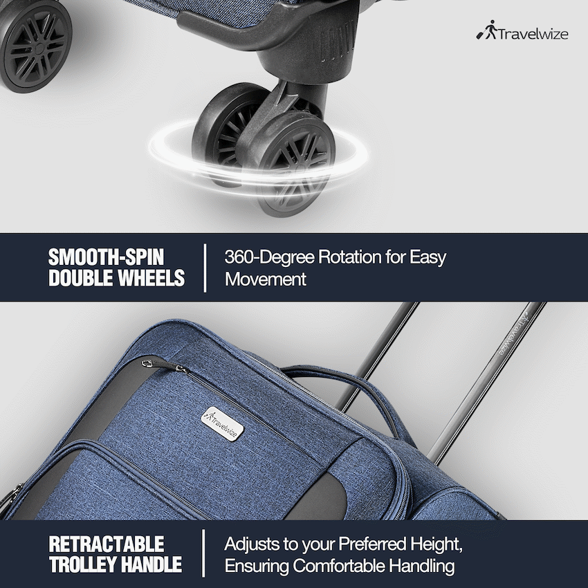 Travelwize Aurora 65cm 4-Wheel Spinner Trolley Case - Navy Melange