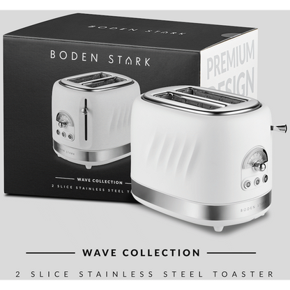 Boden Stark 2-Slice Stainless Steel Toaster - White