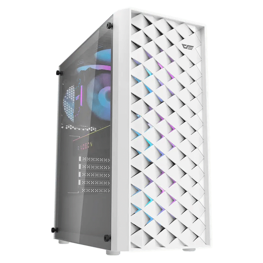 darkFlash Computer Case DK351 - White (with 4 ARGB Fans)