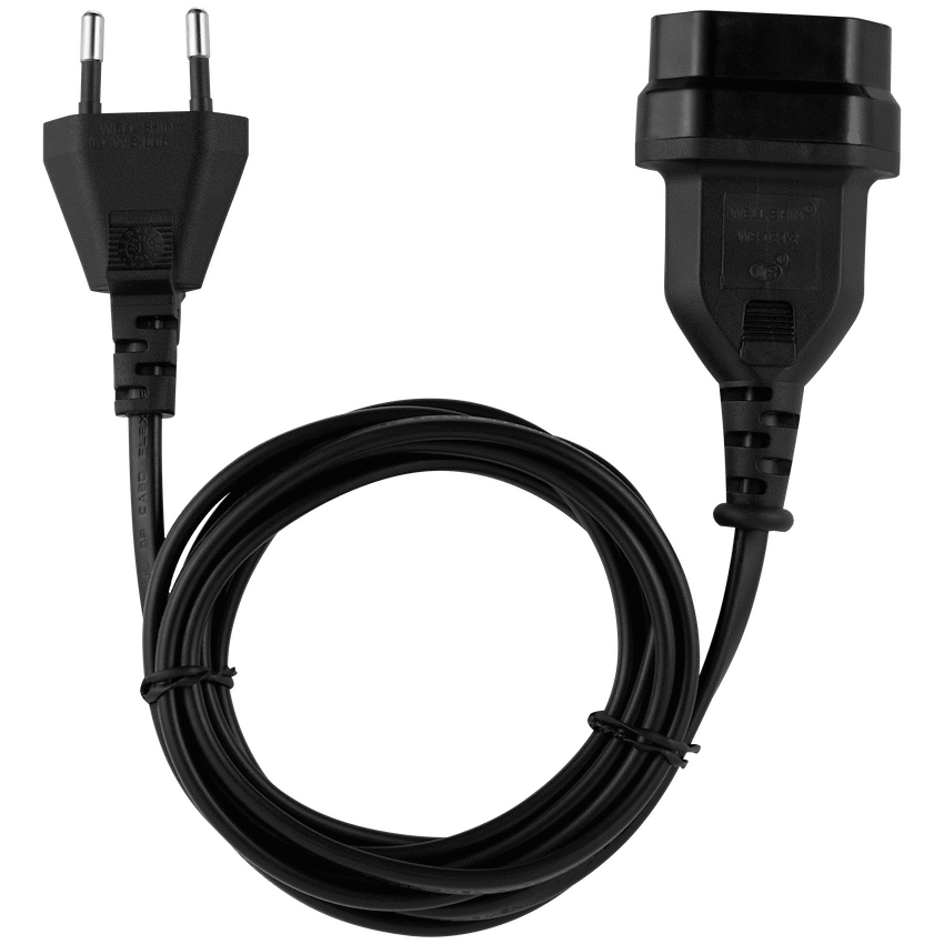 Switched Easy Cable Extender 2-Pin Euro to 2-Pin Euro Socket 2m