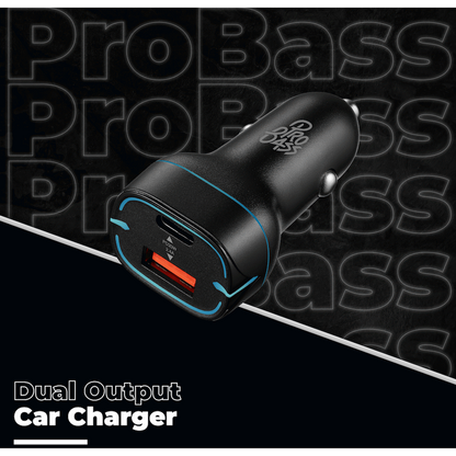 Pro Bass AutoPower Series 32w Dual USB and Type-C Car Charger