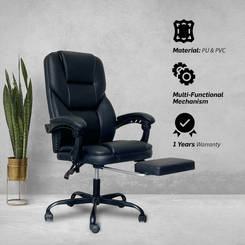 Everfurn Aries High Back Office Chair - Recline - Iron Base