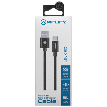 Amplify Linked Series USB-A to Type-C Braided Cable 1.2m - Black