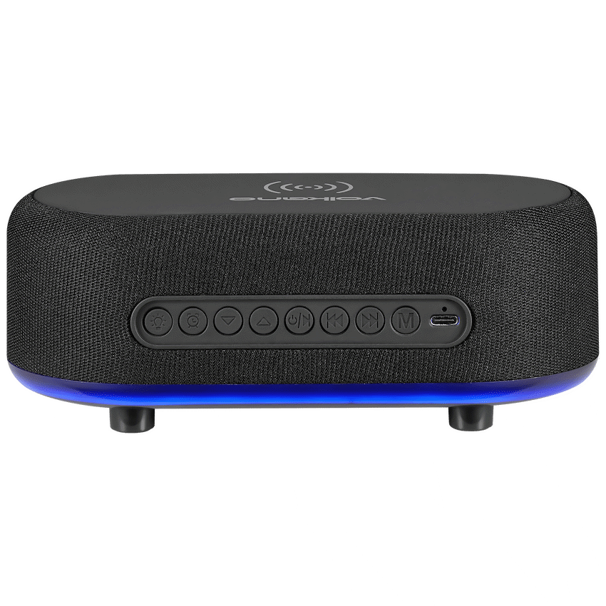 Volkano Radiant Series Alarm Clock with Wireless Charging and Speaker - Black