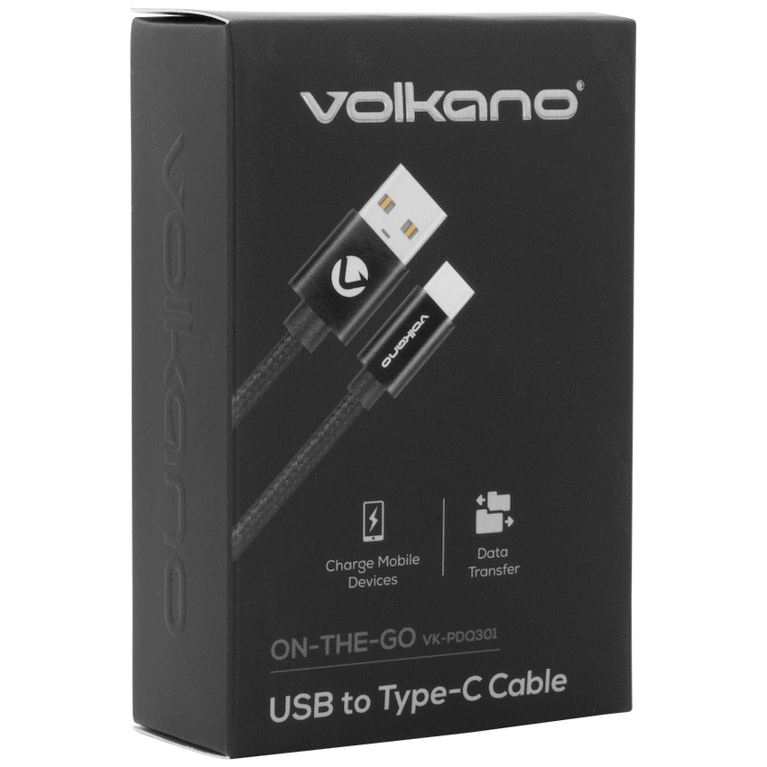 Volkano On-The-Go USB to Type-C 18w Braided 1m Cable - Black