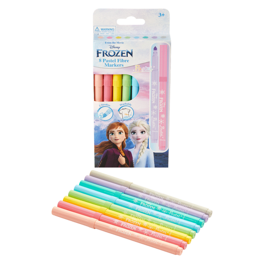 Frozen 8 Pastel Colour Fibre Markers Multi