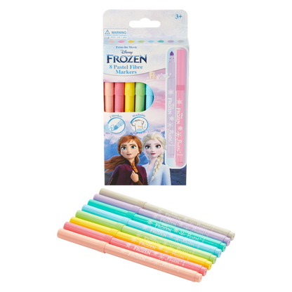 Frozen 8 Pastel Colour Fibre Markers Multi