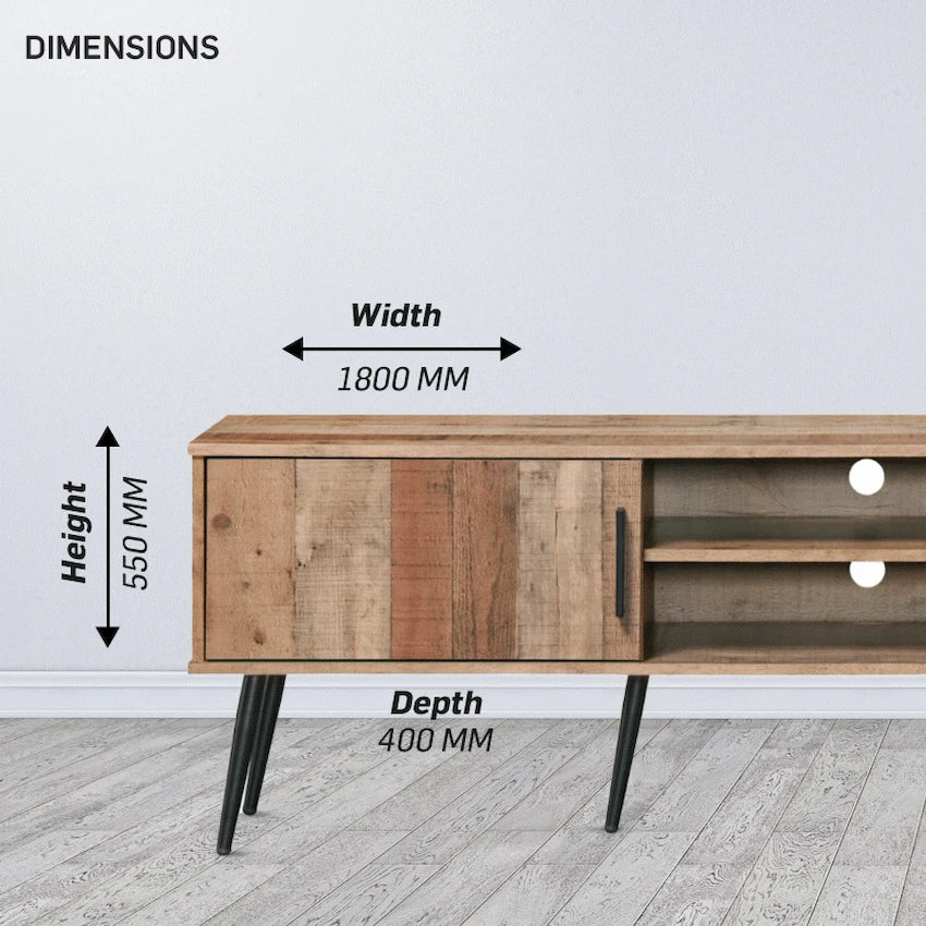 Everfurn Vernice TV Stand - 1800w with Two Cupboards