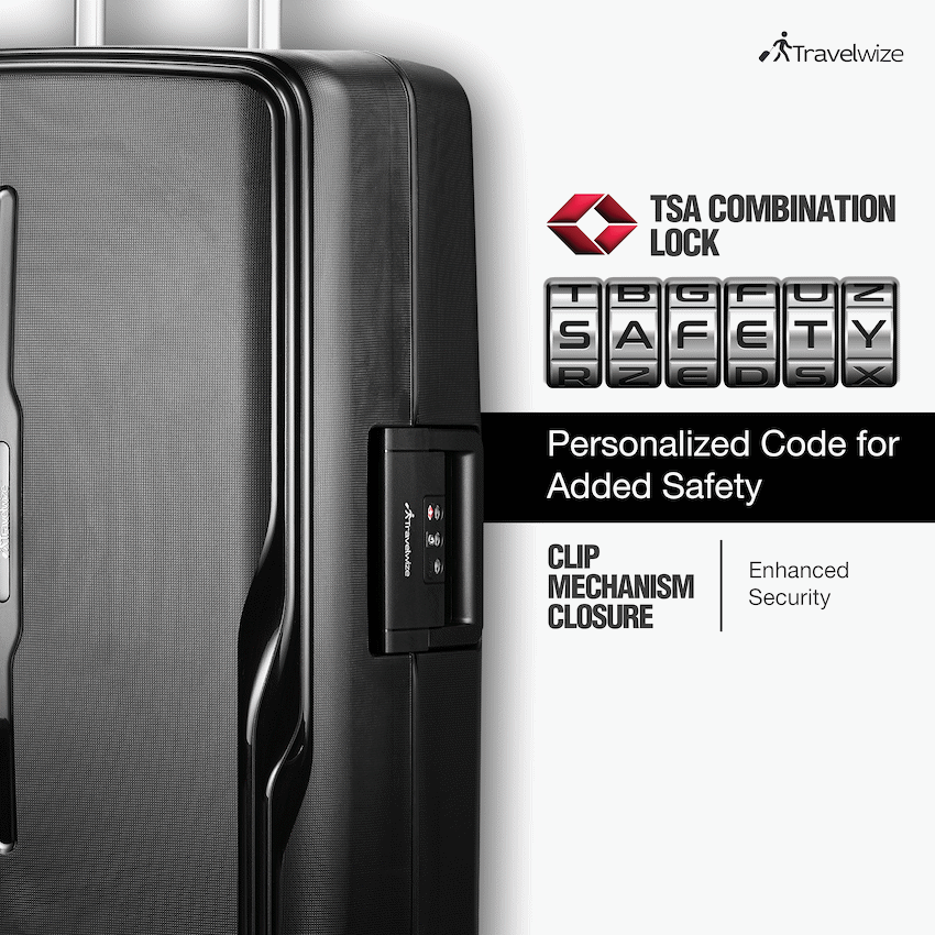 Travelwize Clipper PP 3Pc 4-Wheel Spinner Luggage Set Black