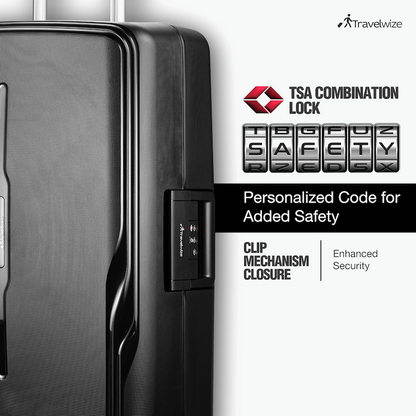 Travelwize Clipper PP 3Pc 4-Wheel Spinner Luggage Set Black