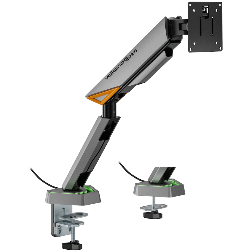 Volkano Gaming Void Series- Single Arm Full Motion Monitor mount - RGB - GR