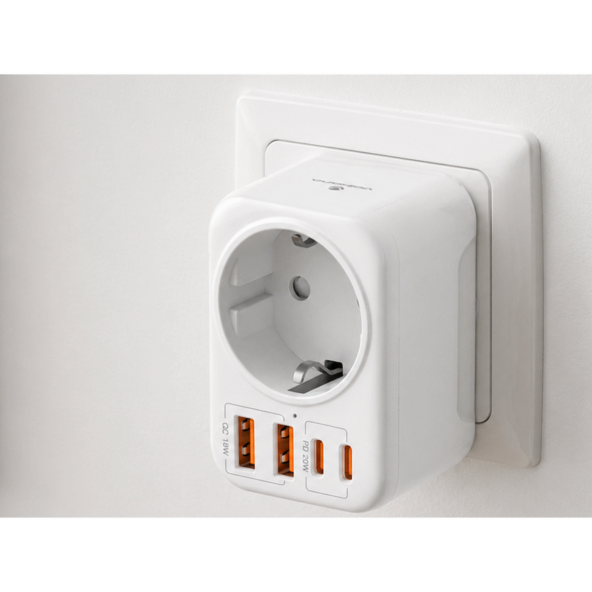 Volkano MultiVolt Series 2x USB-A + 2x USB-C adaptor SA Plug to multi travel socket 20Watt