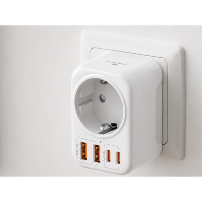 Volkano MultiVolt Series 2x USB-A + 2x USB-C adaptor SA Plug to multi travel socket 20Watt