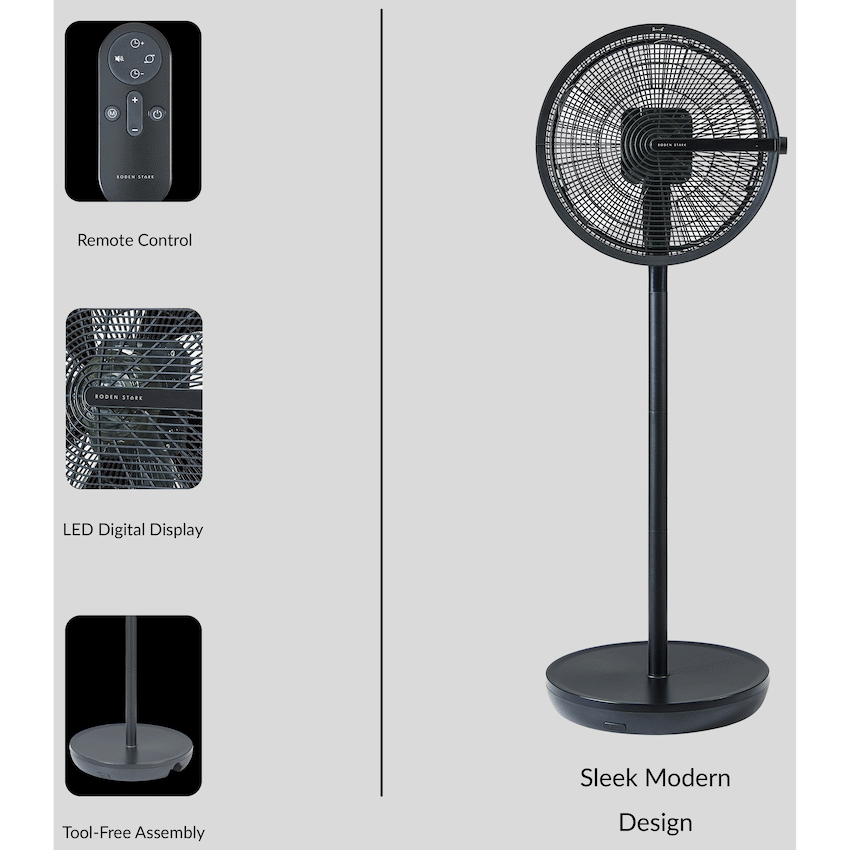 Boden Stark LED Display Stand Fan - Black