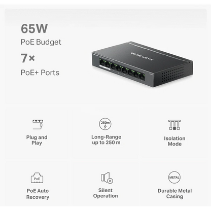 TP-Link Mercusys MS108GP 8-Port Gigabit Desktop Switch with 7-Port PoE+