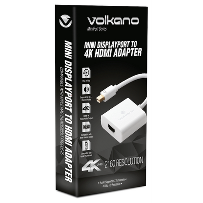 Volkano MiniPort Series Mini DisplayPort to 4K HDMI Converter 10cm - White