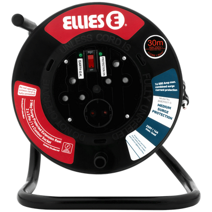 Ellies Heavy Duty Surge Extension Reel-30M-BK