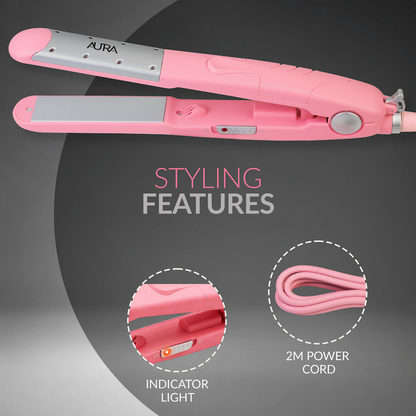 Aura by Elektra Wet n Dry Hair Straightener Pink