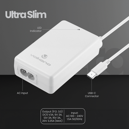 Volkano Brio Traveller Compact 65w GaN Laptop Charger