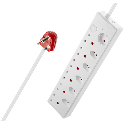Switched 12-Way High Surge Multiplug 0.5m - White