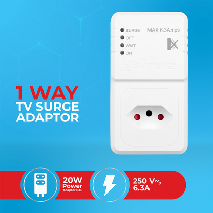 Switched 1-Way TV Surge Adaptor with SANS 164-2