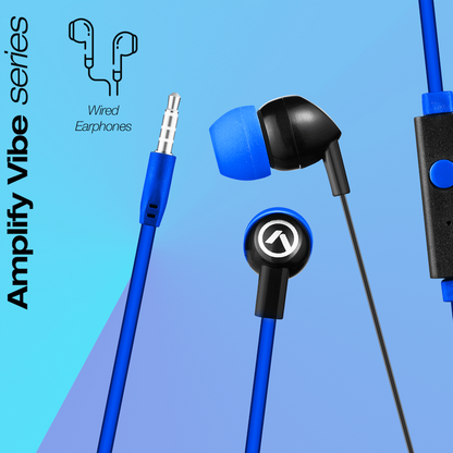 Amplify Vibe Series Earphones with Mic - Black and Blue