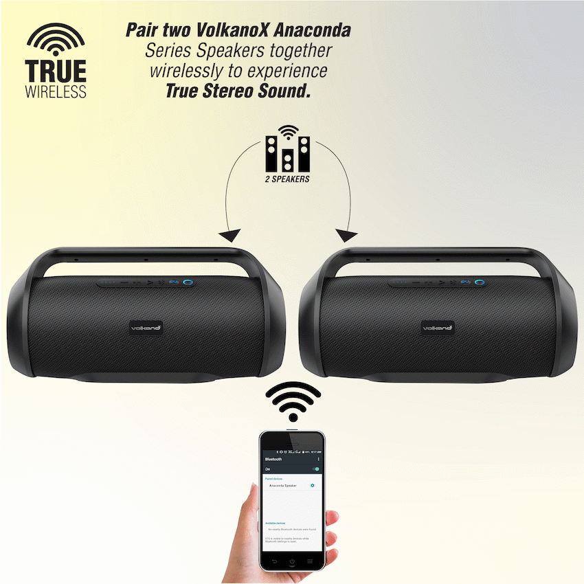 VolkanoX Anaconda Bluetooth Speaker - Black