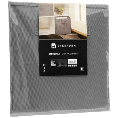 Everfurn Storeman Grey, Collapsible Fabric Organiser Storage Basket - 10 Pack